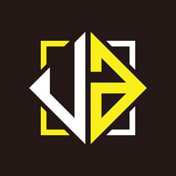 u a initials quadrangle monogram with square vector image