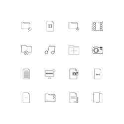 files and folders sign linear thin icons set vector image