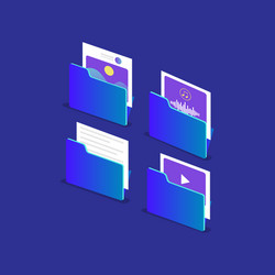 isometric design multimedia file folder concept vector image