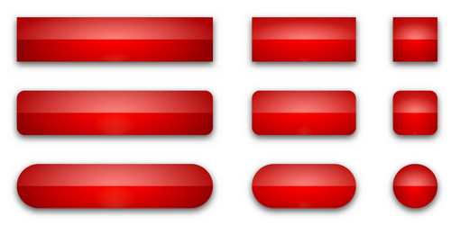 Set red glossy web buttons vector