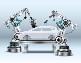 Automated Robotic Arm Assembly vector image