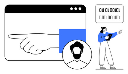 digital interaction concept with gesture vector image