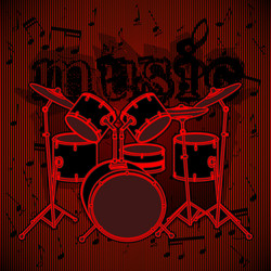 drum set on musical background vector