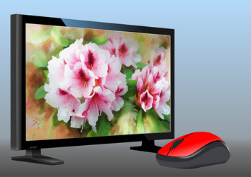 flat computer monitor with flower background vector