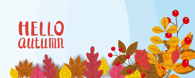 Hello autumn background with falling leaves vector