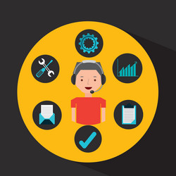 Man red tshirt support operator assistance vector