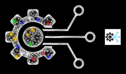 Net web mesh gear sensor icon with multicolored vector