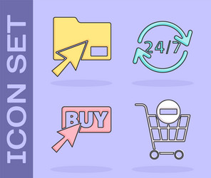 set remove shopping cart cursor click document vector image