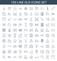 100 old icons vector