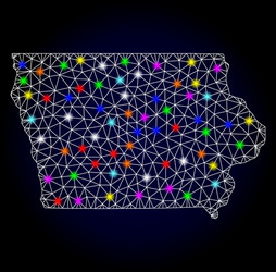 2d mesh map of iowa state with glowing vector image