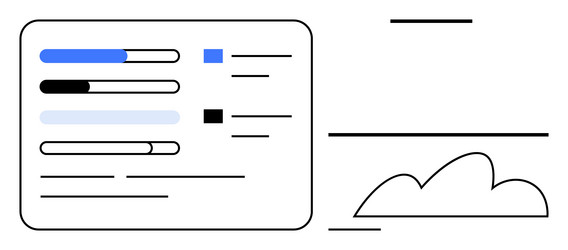 dashboard with progress bars and cloud symbol vector image