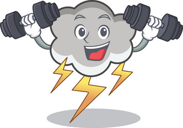 fitness thunder cloud character cartoon vector