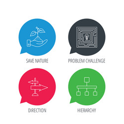 Hierarchy save nature and direction arrow icon vector