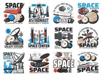 Retro Space Exploration Icons vector image
