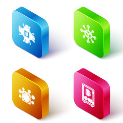 set isometric line processor chip with dollar vector image