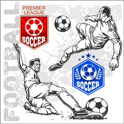 Soccer Players & Sport Emblems Vector Image