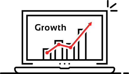 statistic graph icon in thin line laptop vector