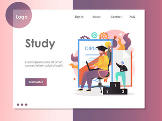 Study website landing page design template vector