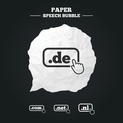 top-level domains signs de com net and nl vector image