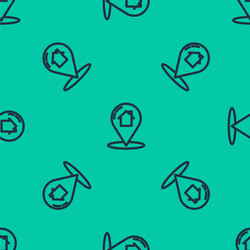 blue line map pointer with house icon isolated vector image