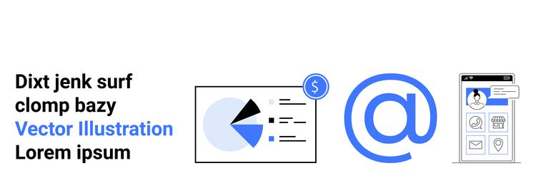 data analysis pie chart email symbol and mobile vector image