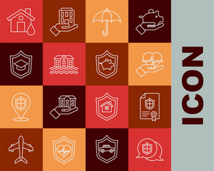 Set line location shield contract with life vector