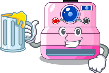 with juice instant camera in a shape character vector image