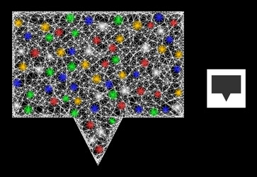 Network mesh banner icon with colored flash nodes vector