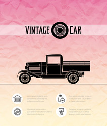 retro pickup truck car vintage outline style vector