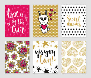 romantic cards collection vector