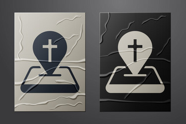 white map pin church building icon isolated vector