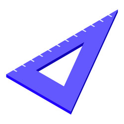 blue triangular ruler lying on white background vector image