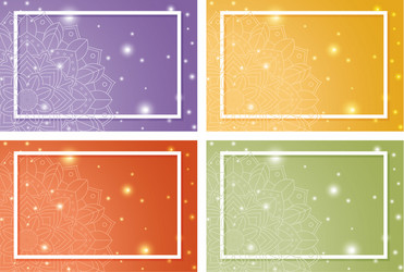 Four background templates with mandala patterns vector