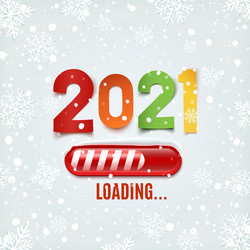 New year 2021 loading bar on winter background vector