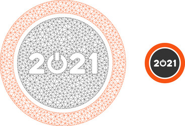 start 2021 round button mesh wire frame vector image