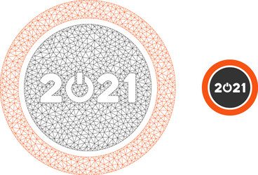 start 2021 round button mesh wire frame vector