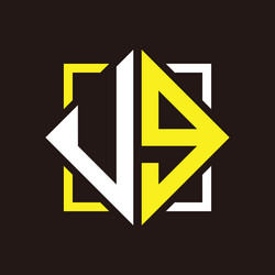 U g initials quadrangle monogram with square vector