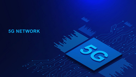 5g network with microchip and electronic circuit vector image