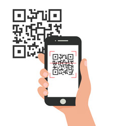 A hand with phone scan qr code vector