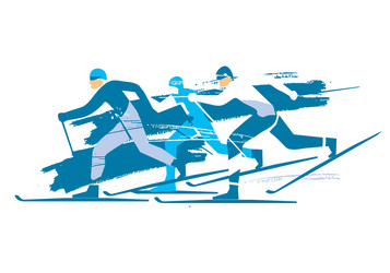 cross country skiers race vector