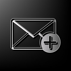 Mail sign with add mark gray vector