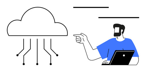 man pointing towards cloud technology integration vector image