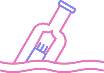 message in a bottle line two colour icon vector image