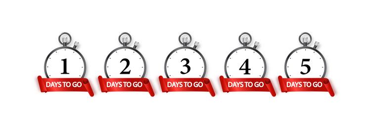 1 days to go icon set countdown of remaining vector image
