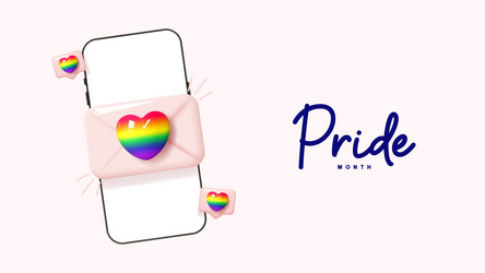 Pride month banner template phone with envelope vector