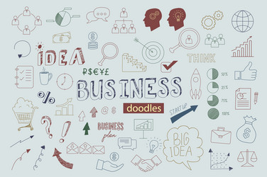 Unique collection of hand drawn business doodles vector
