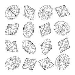 wireframe lined shapes perspective mesh 3d grid vector image