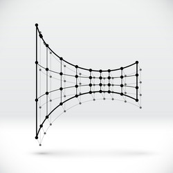 abstract 3d wireframe shape with connected vector image