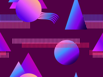 Memphis seamless pattern with futuristic gradient vector