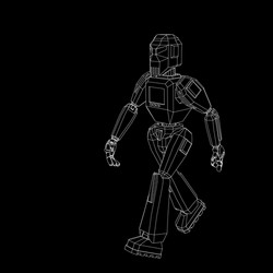Robot character walking outline vector